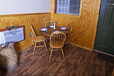 Picture of the cabin's main area as viewed from the dining area.